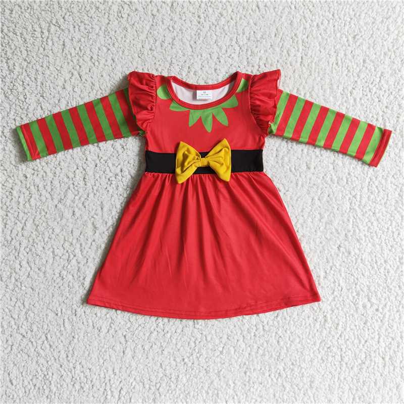 GLD0144  Baby Girls Cartoon Christmas Ruffle Dresses