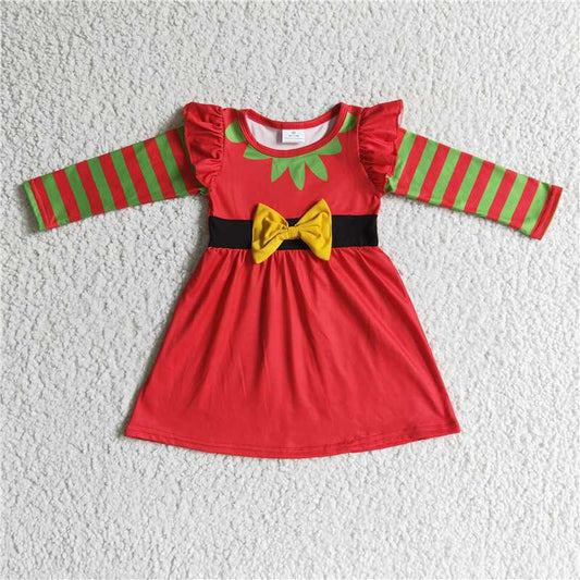 11.25 RTS NO MOQ （In stock）GLD0144 Baby Girls Cartoon Christmas Ruffle Dresses
