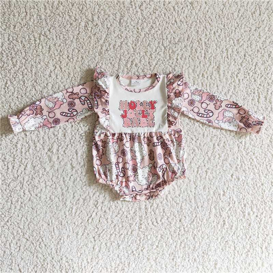 12.4 RTS NO MOQ （In stock）LR0206 Baby girls Christmas pink rompers