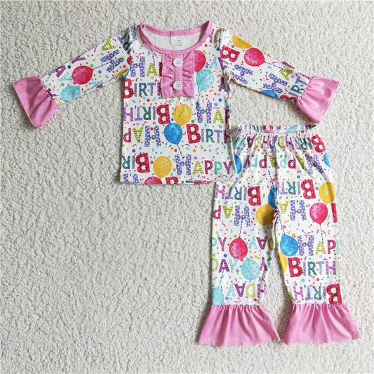 GLP0347Happy birthday balloon apparel kids girls pajamas