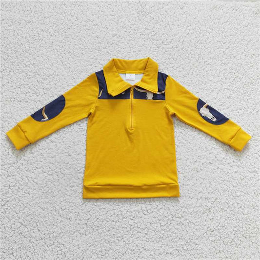 BT0124 Baby Boys Cow Pullover Long Sleeve shirts tops
