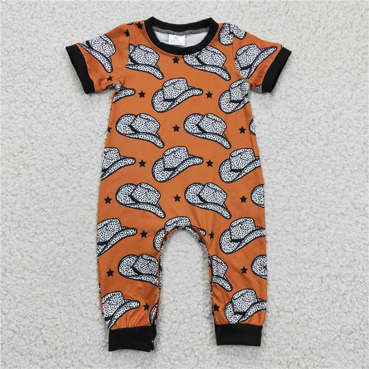 SR0141 Sibling Baby Girls Boys Western Cow Short Sleeve Rompers