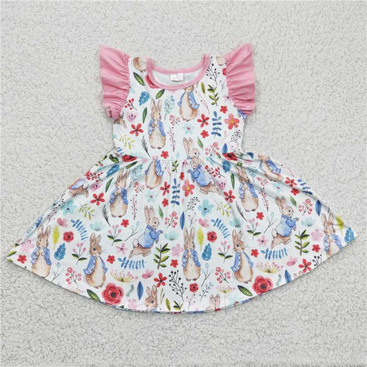 GSD0229 Girls Peter Rabbit floral flying sleeve dress