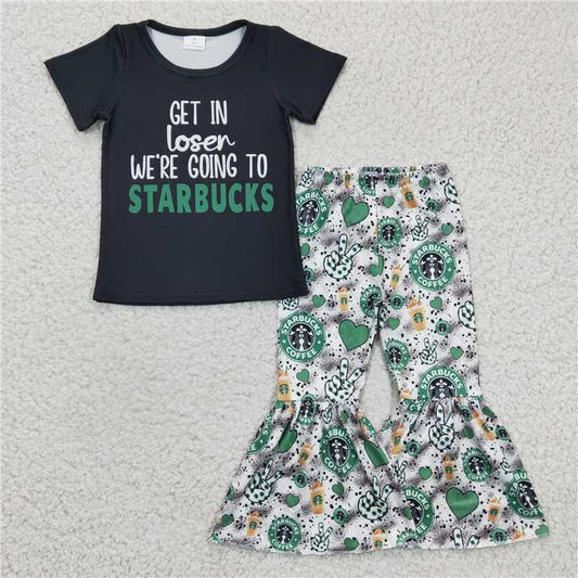 GSPO0391 Girls GET IN LOSER Starbucks short-sleeved and long-pants suit