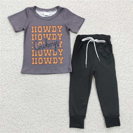 BSPO0063 Baby Boys Howdy Tee Shirt Pants sets