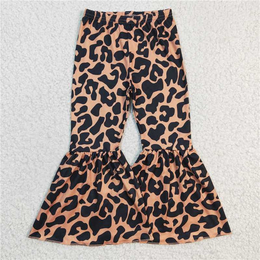 P0053  Baby Girls Western Leopard Bell Bottom Pants 9