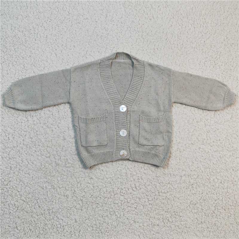 GT0141  Baby Girls Grey Long Sleeve Spring Sweater Cardigans