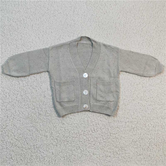 GT0141  Baby Girls Grey Long Sleeve Spring Sweater Cardigans