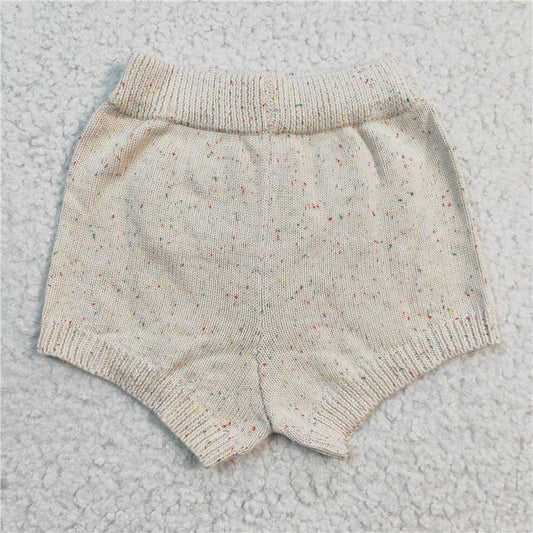 SS0037 Baby Girls White Colorful Dots Short Sleeve Sweater Shorts