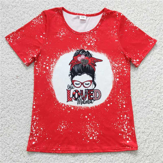 GT0120  Women adult red loved leopard shirts Tops