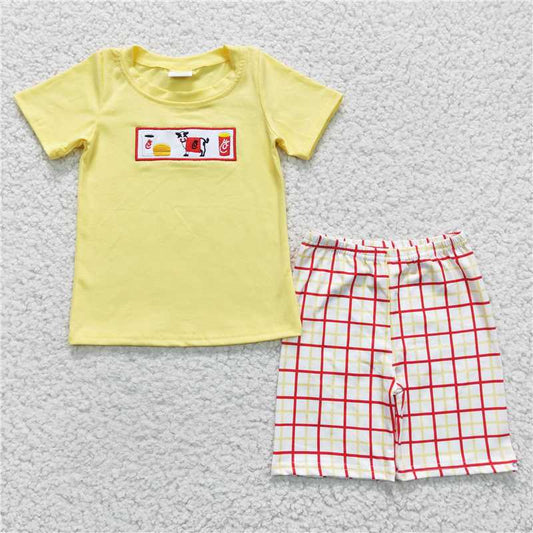 BSSO0112 Baby Boys Summer Milk Cow Fries shorts sets