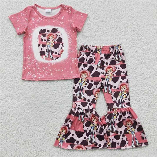 GSPO0289 Girls pink Toy Story character short-sleeved trousers set