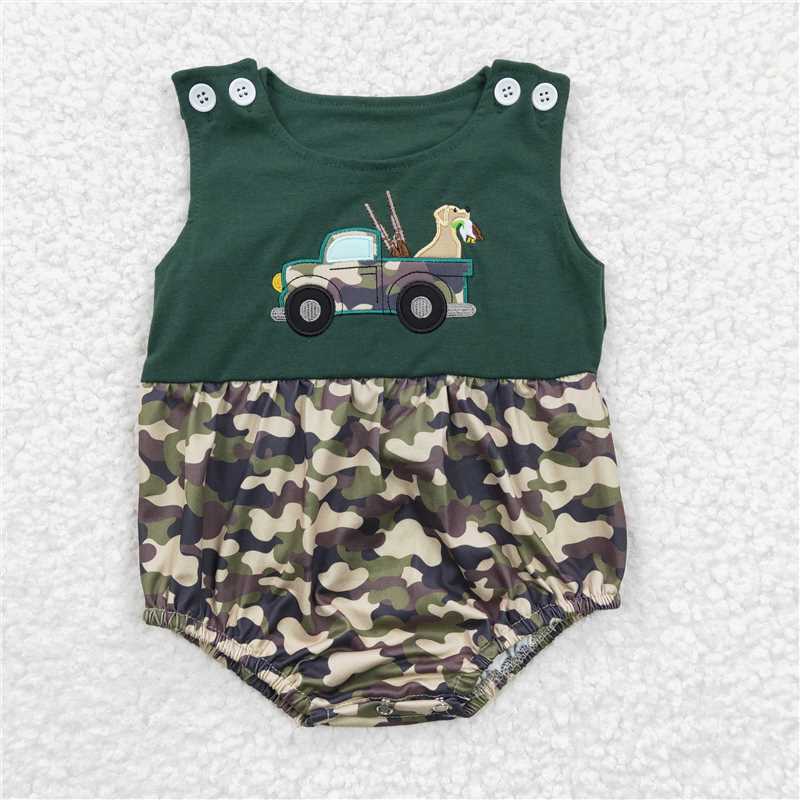 SR0183 Baby Boys Summer Hunting Camo Rompers
