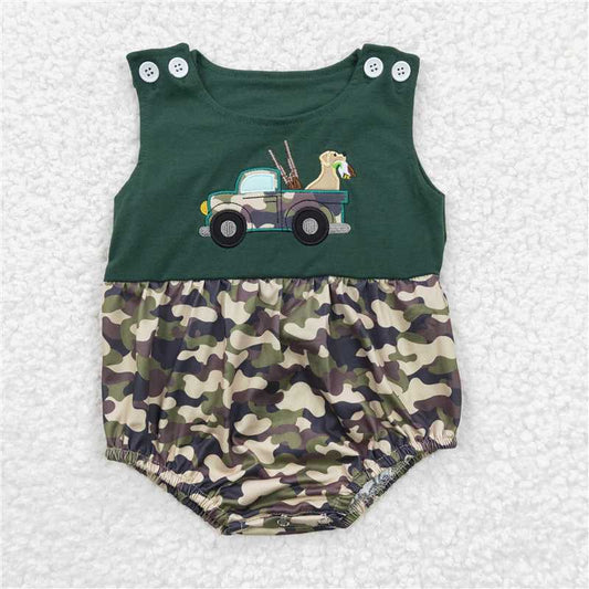 SR0183 Baby Boys Summer Hunting Camo Rompers