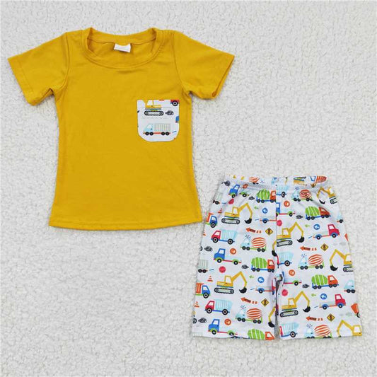 BSSO0122 Baby Boys Excavator Pockets shorts sets