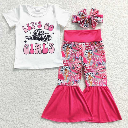 GSPO0511 Girls GIRLS hat short-sleeved rose red trousers suit
