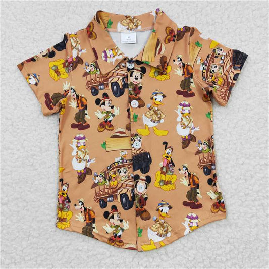 BT0155 Baby Girls Cartoon Buttons Shirts Tops