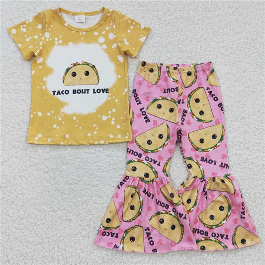 GSPO0347 Girls' yellow TACO short-sleeved trousers set
