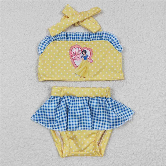 S0060  Baby Girls Princess Dots Tie Back Tow Pieces Swimsuits
