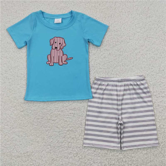 BSSO0214 Baby Boys Summer Dog Shorts Sets
