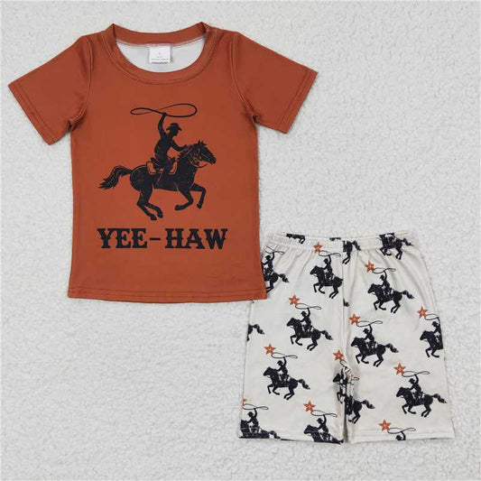 BSSO0189 Baby Boys Rodeo Western Summer Shorts Sets