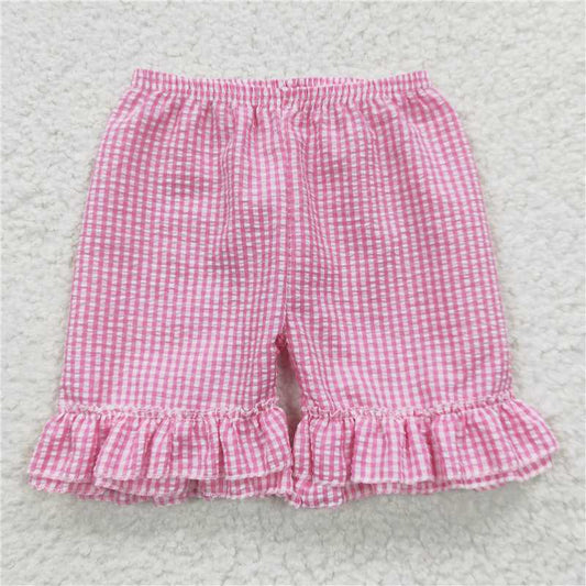SS0063  Baby Girls Summer Ruffle Plaid Seersuck