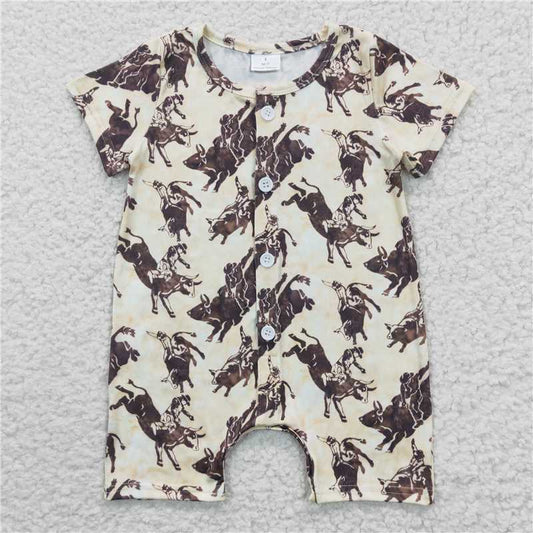 SR0261 Baby Boys Rodeo Horse Summer Rompers