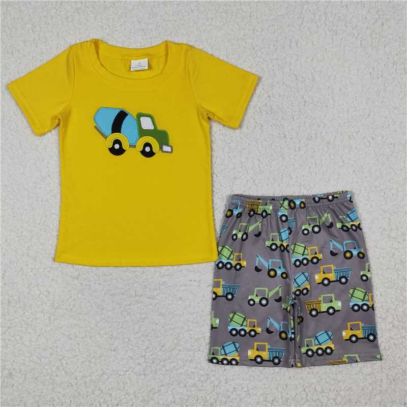 BSSO0186 Baby Boys Cement Mixer Summer Shorts Sets