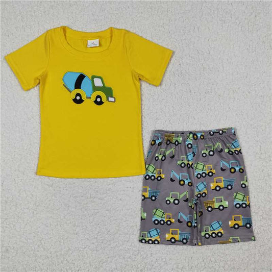 BSSO0186 Baby Boys Cement Mixer Summer Shorts Sets