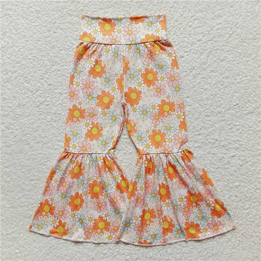 P0104  Baby Girls Flowers Western Bell Bottom Pants