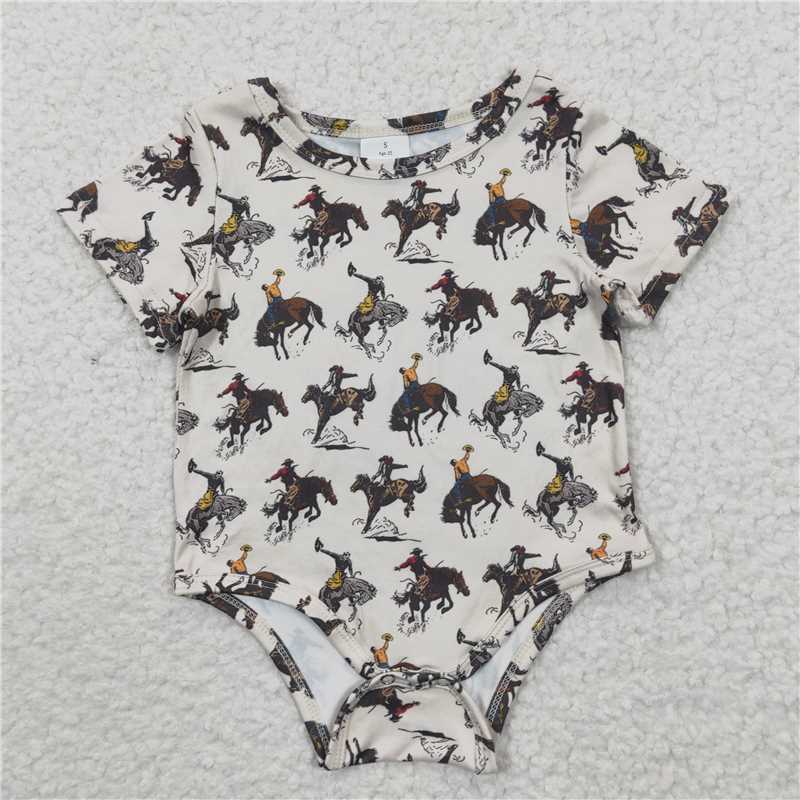 SR0306RTS NO MOQ Baby Boys Summer Rompers  Baby Boys Western Rodeo Summer Rompers