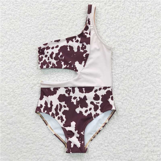 S0129  Baby Girls Cow Print One Pieces Swimsuits