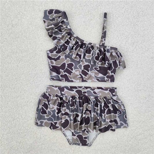USA Warehouse (IN STOCK) S0078 Camo lining swim wear baby girls summer swimsuit