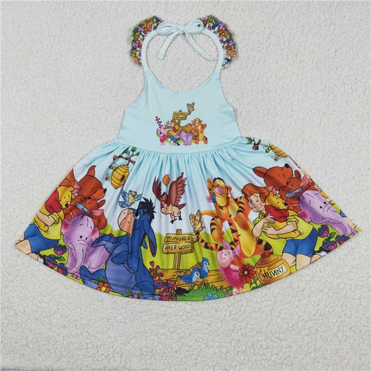 GSD0271  Baby Girls Cartoon Tiger Halter Knee Length Dresses