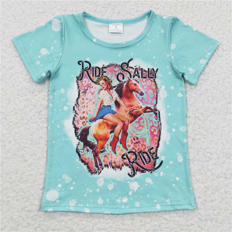 GT0170  Baby Girls Western Riding Short Sleeve Tee Shirts