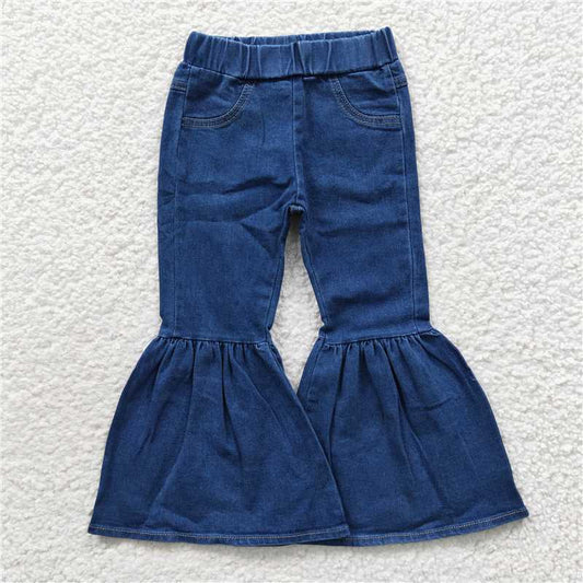 P0071  Baby Girls Blue Pocket Denim Bell Pants