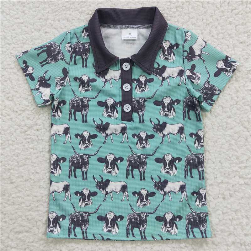 BT0211 Baby Boys Cow Short Sleeve Shirts Tops