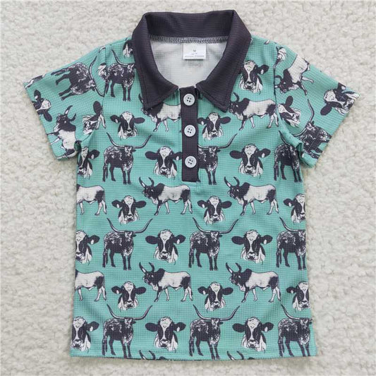 BT0211 Baby Boys Cow Short Sleeve Shirts Tops