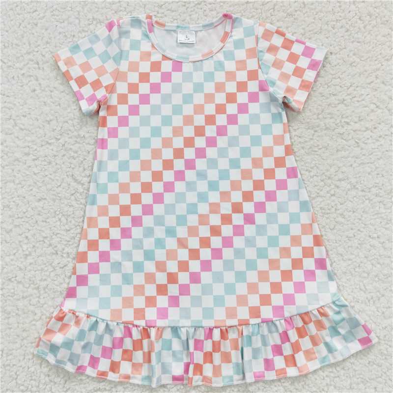 GSD0401 GSD0401 Colorful plaid short-sleeved dress