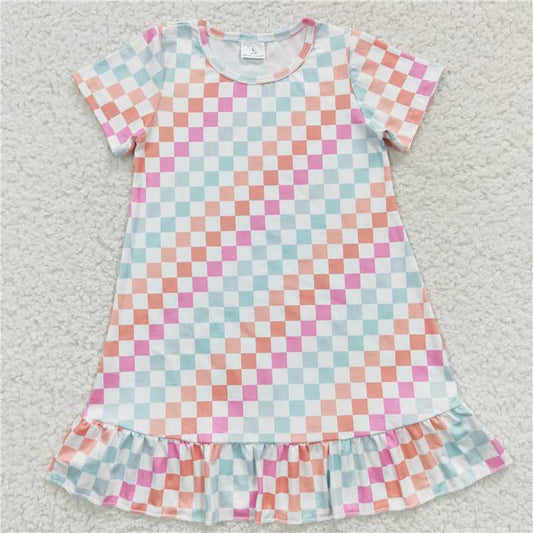GSD0401 GSD0401 Colorful plaid short-sleeved dress