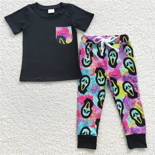 BSPO0106 Baby Boys Halloween Pocket Tee Shirt Pants Clothes Sets