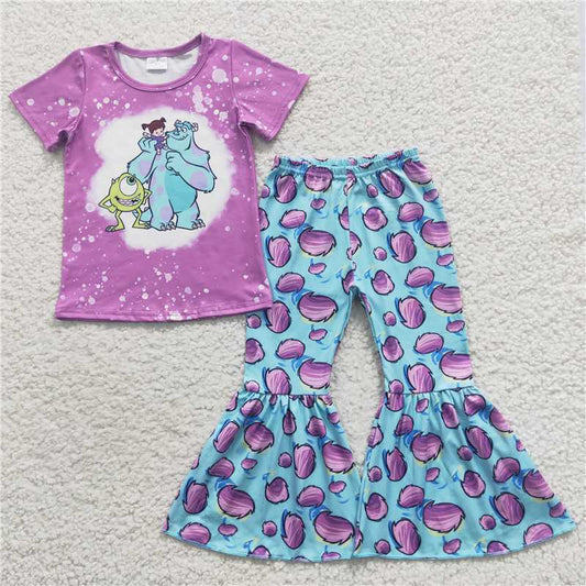 GSPO0731 Cartoon Monsters University monster purple short-sleeved trousers suit