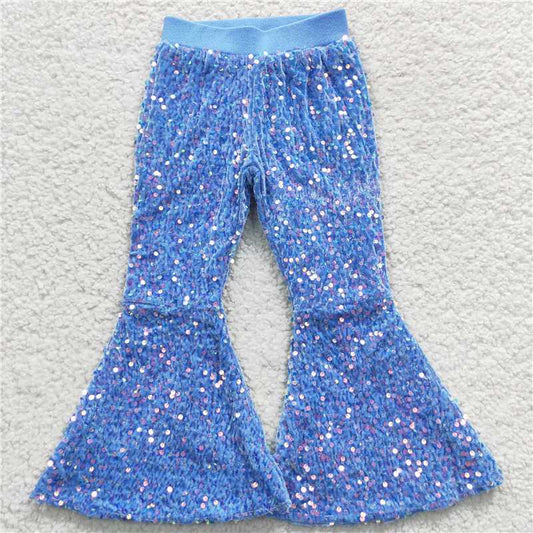 P0111  Baby Girls Party Brithday Sequin Sparkle Flare Toddler Bell Bottom Pants