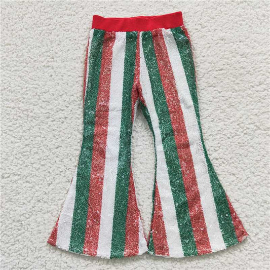 P0199  Baby Girls Christmas Sequin Bell Bottom Pants