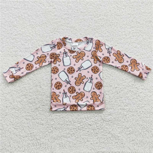 GT0220  Baby Girls Milk Christmas Cookie Tee Shirts Tops