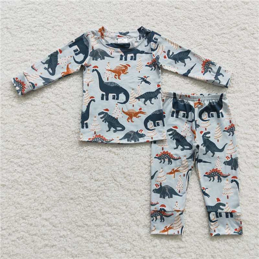 BLP0193Dinosaur hat long sleeves kids boy Christmas pajamas