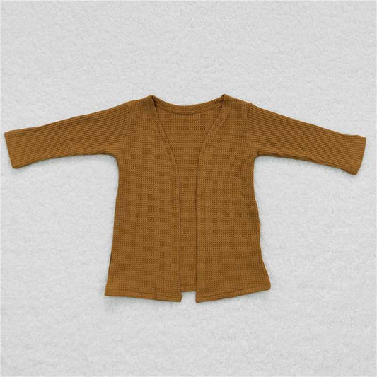 GT0245  Baby Girls Brown Color Long Sleeve Fall Cardigans Tops