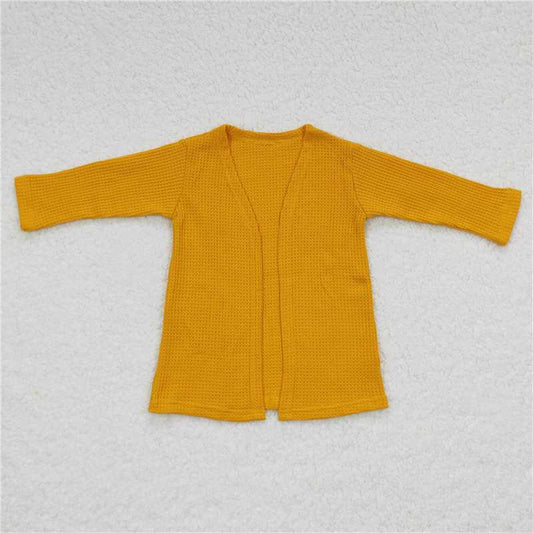 GT0246  Baby Girls Mustard Color Long Sleeve Fall Cardigans Tops