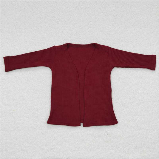 GT0247 Baby Girls Maroon Color Long Sleeve Fall Cardigans Tops