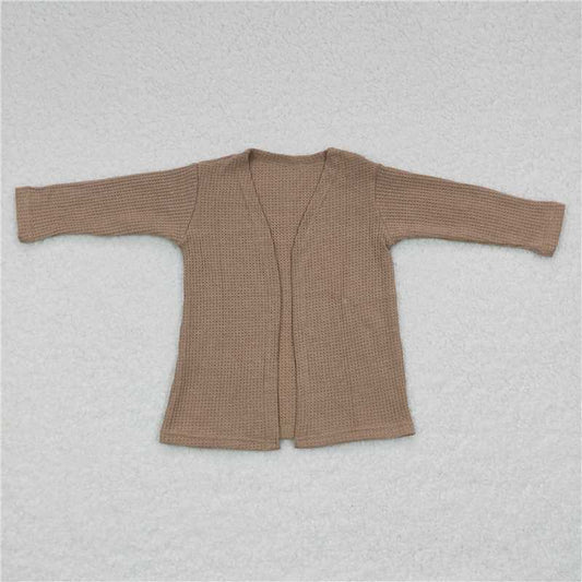 GT0250  Baby Girls Khaki Color Long Sleeve Fall Cardigans Tops